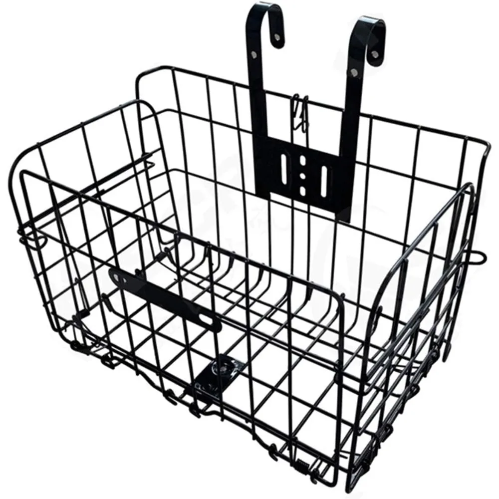 

folding bike front basket bicycle wire basket with handles easy installation on front handlebar