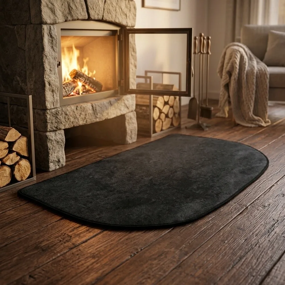 Flame Retardant Fireplace Mat for Use in Front of Wood Stoves and Masonry Fireplaces to Limit Heat Transfer to Subfloor