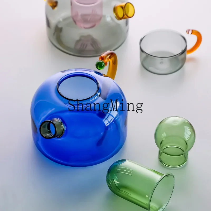 

CL Creative Contrast Color High Temperature Resistant Glass Tea Separation Filtration Small Brewing Teapot Household Fireplace