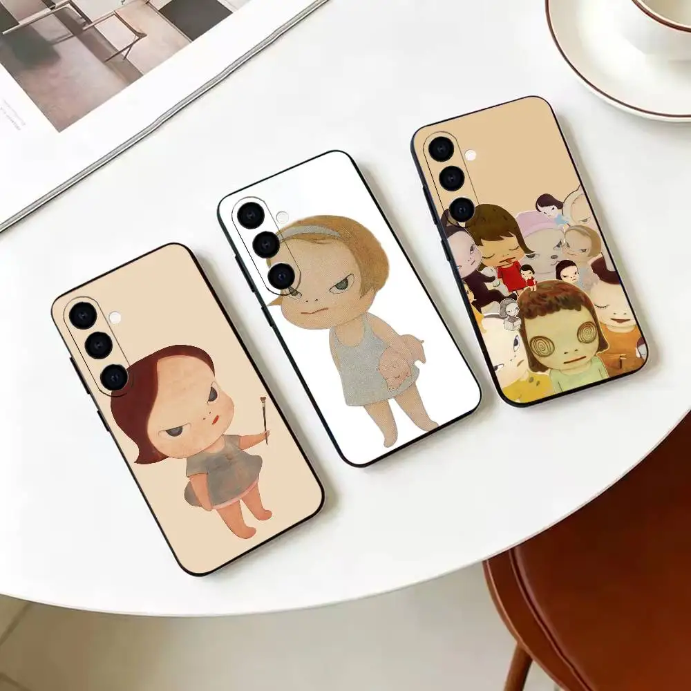 Y-Yoshimoto Nara Girl   Black Soft Silicone Shockproof Case For Samsung A70/A71/A51/A52/A53 & Other Models