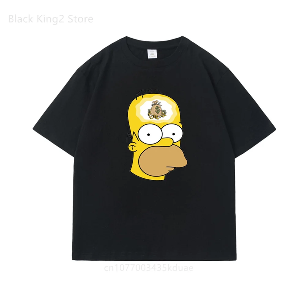 Anime Simpsons Men\'s and Women\'s Cotton T-shirt Summer Fashion Funny Cartoon Short Sleeved T-shirts Casual Tops Men Clothing