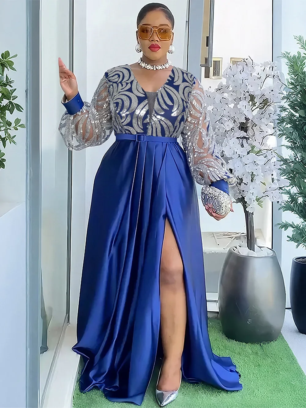 

Plus Size Evening Dresses for Women African Luxury Gown Elegant Muslim Wedding Party Long Dress Ankara Ladies Clothing 2025