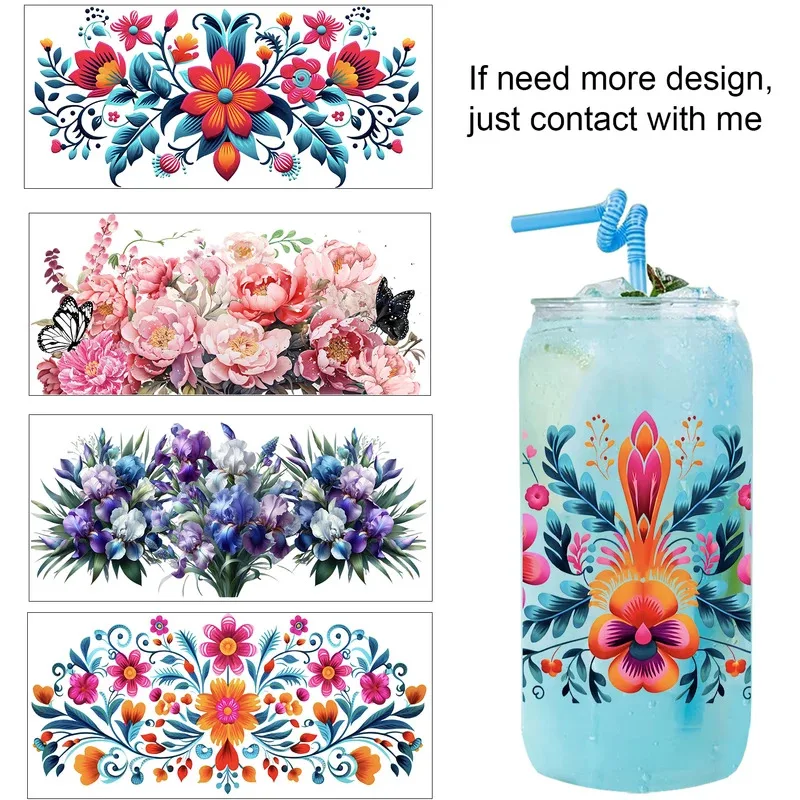 Cottagecore Vibe Colorful Vivid Flower UV Sticker Party DIY Decals 3D transfer uvdtf tumbler seal stickers 16oz uv dtf cup wraps