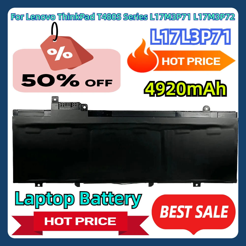 For Lenovo ThinkPad T480S Series L17M3P71 L17M3P72 01AV478 01AV479 01AV480 SB10K97620 SB10K97621 New L17L3P71 Laptop Battery