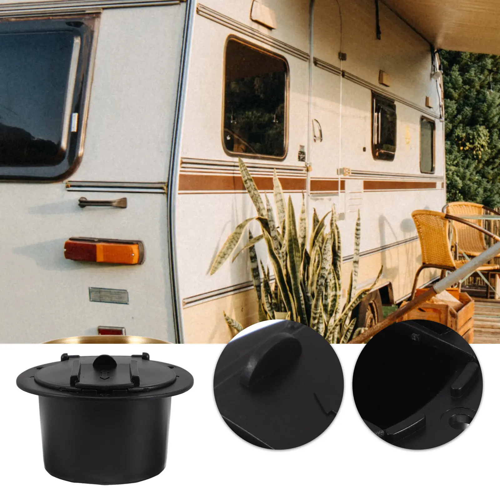 Rv Camper Trailer Halloween Christmas Power Cord Hatch Black Finish Plastic Construction Camper Accessories 1SET Cable Cover