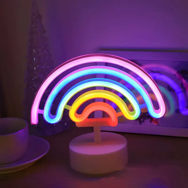 Desktop Night Light Summer Landscape Shape Neon Light Rainbow Room Decoration Restaurant Gift USB or battery-powered LED 06