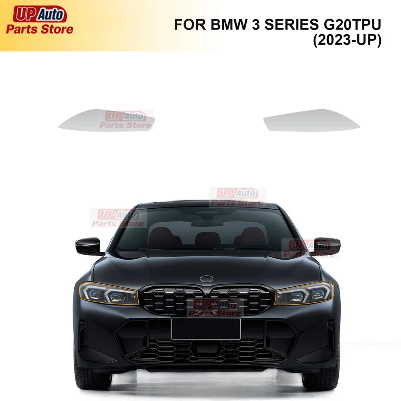 

2 Pcs Car Headlight Protective Film Transparent Black TPU Sticker for BMW 3 Series G20 2023 Headlight Rearview Accessories