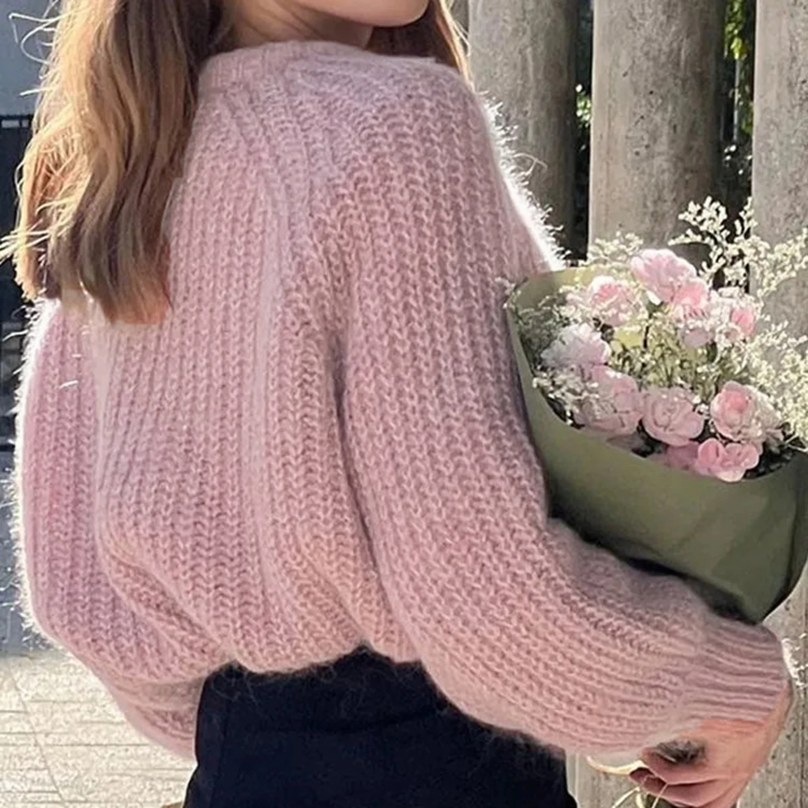 Women Autumn Knitted Cardigan y2k Long Sleeve Crew Neck Button Up Open Front Cable Knitted Crop Sweater Jackets Streetwear