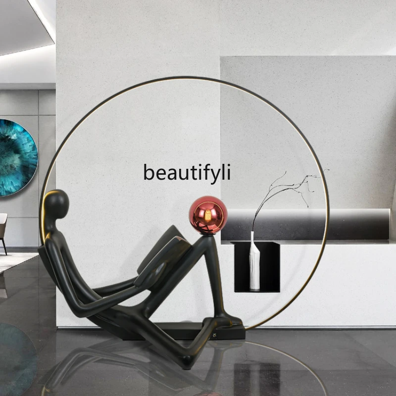 LBX Modern Art Figure Sculpture Floor Lamp Creative Hotel Large Decoration Floor Ornaments