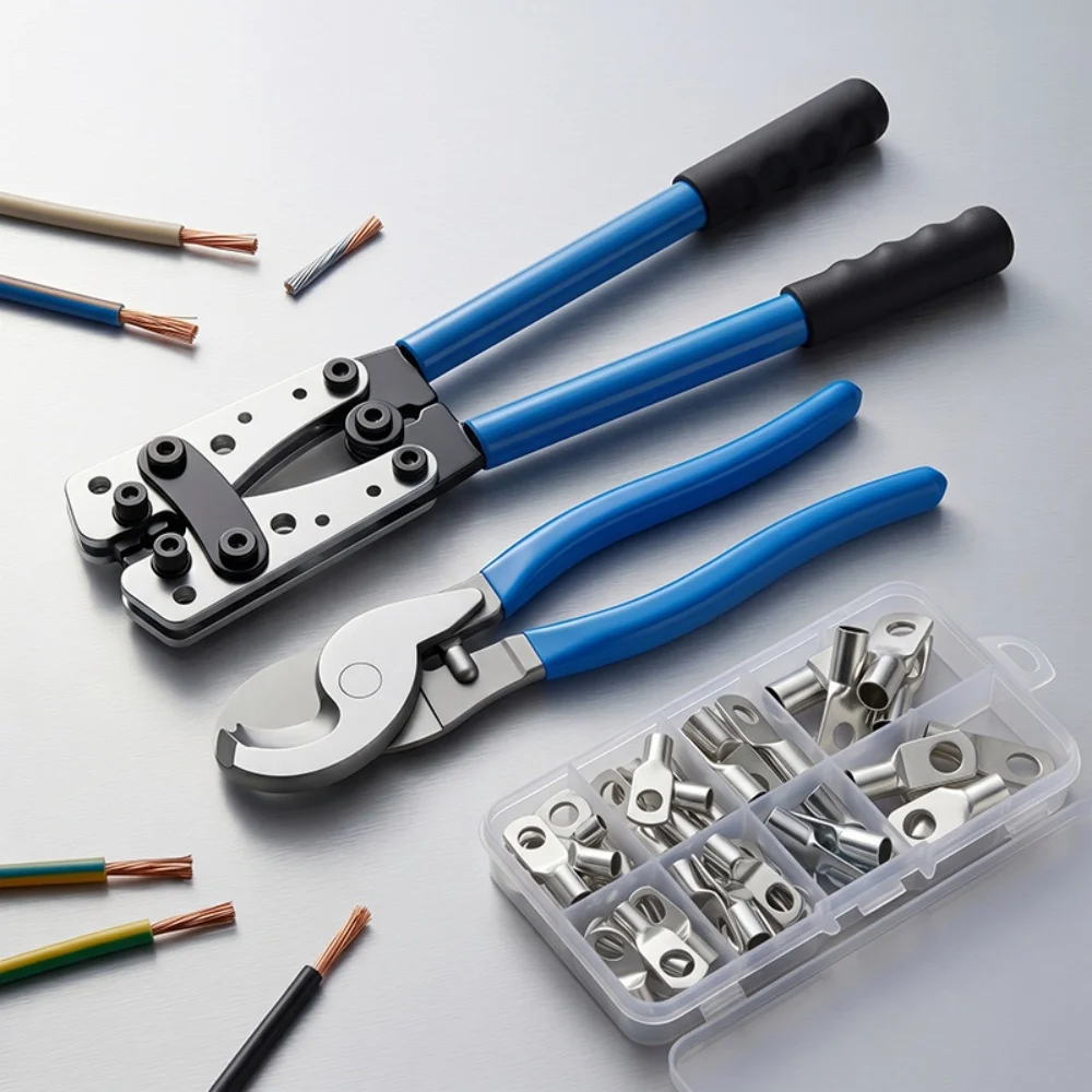 Crimper Kit Cold Pressed Terminal Crimping Pliers Tube Terminal Crimper Hex Crimp Tool Multitool Battery Cable Lug Crimping Tool