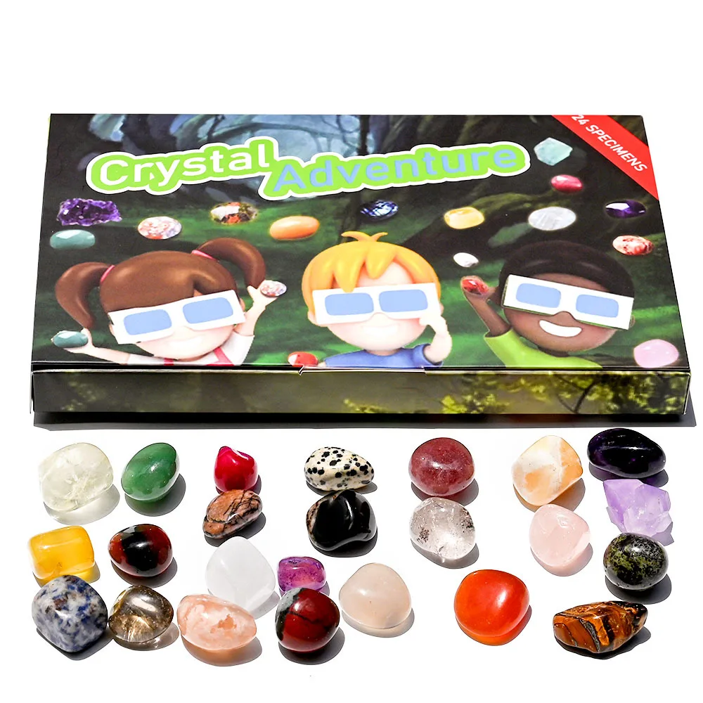 

24Pcs Natural Tumbled Gemstones and Crystals Set Crystal Adventure Mixed Chakra Stones for Beginners Reiki Teaching Meditation