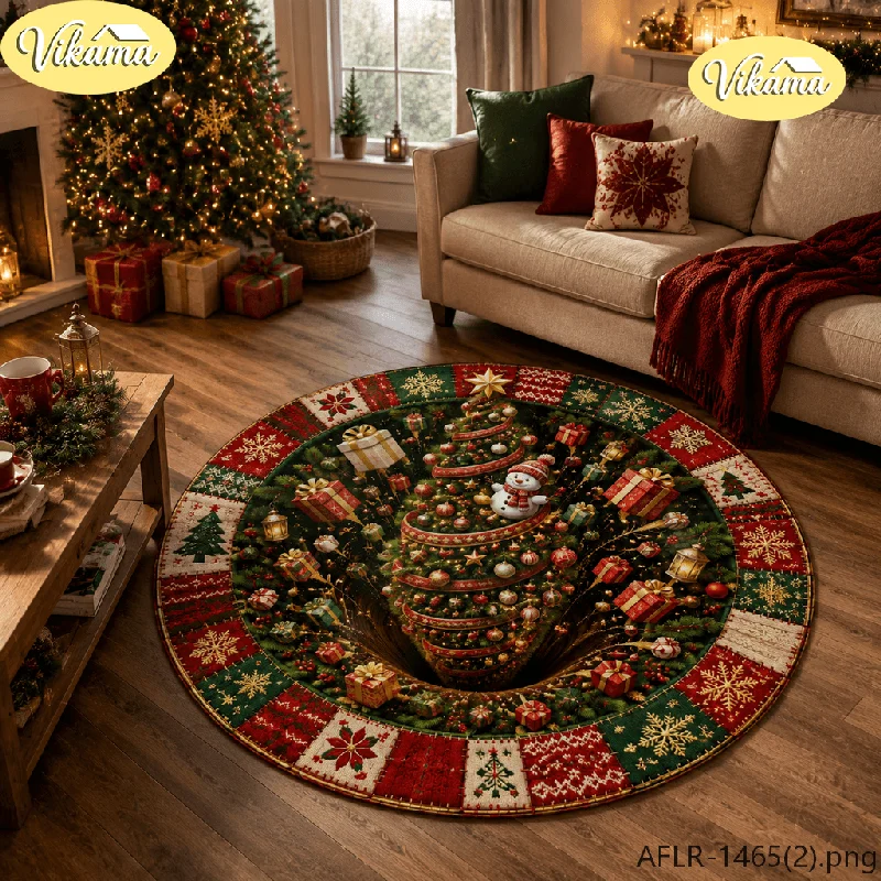 New Year's Christmas Tree Decorative Rug, Soft and Comfortable Living Room Fireplace Carpet, Bedroom Floor Mat, Home Decor
