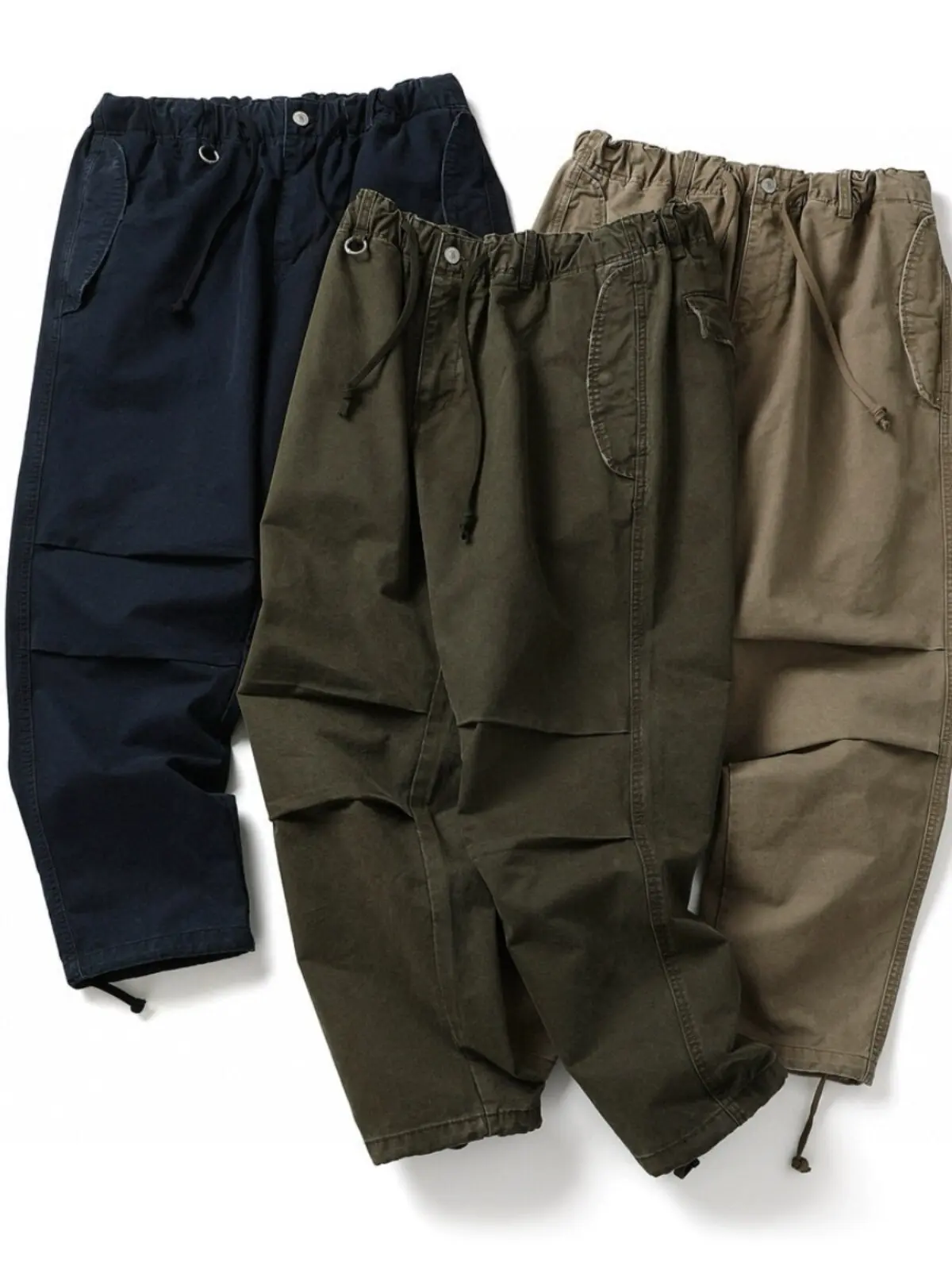 New Kapital Japanese Street Loose Micro Cone Washed Distressed Heavy-duty Drawstring Ankle Work Pants