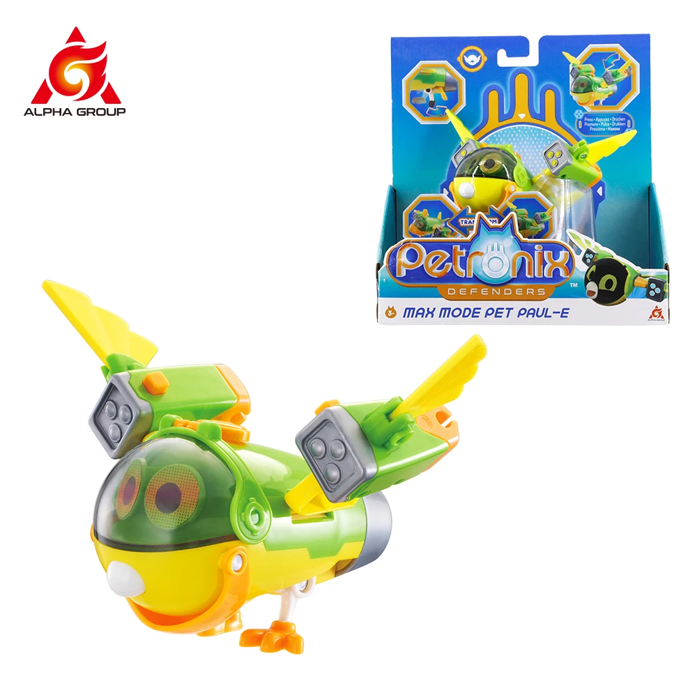 

PETRONIX DEFENDERS Max Mode Pet Paul-E 2-IN-1 TRANSFORMING From Parrot to Rescue Plane Action Figure Transforming Anime Kid Toy