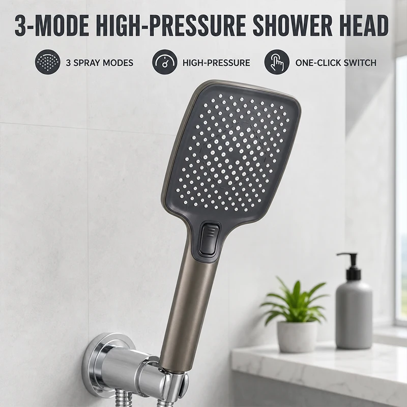 Ensemble de douchette à main Super Boost, 3 modes de pulvérisation, grand jet de pluie, débit d'eau puissant et doux pour la salle de bain à domicile, accessoires de douche