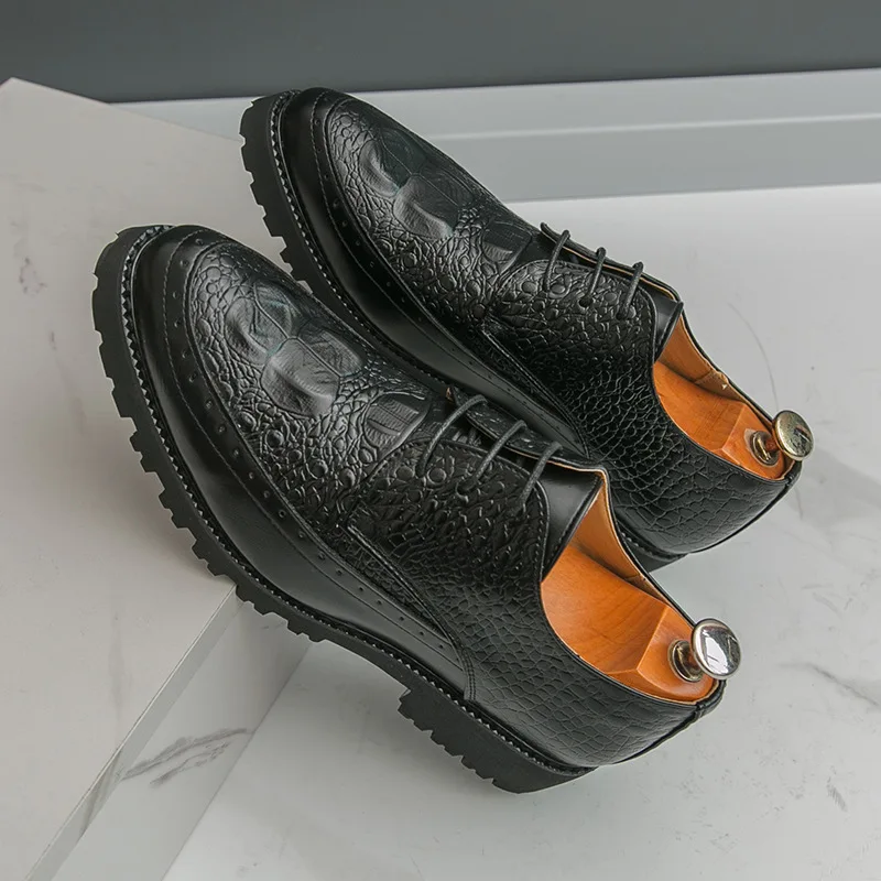 

Men's breathable British-style trendy height-increasing lace-up casual shoes, men's business formal leather shoes