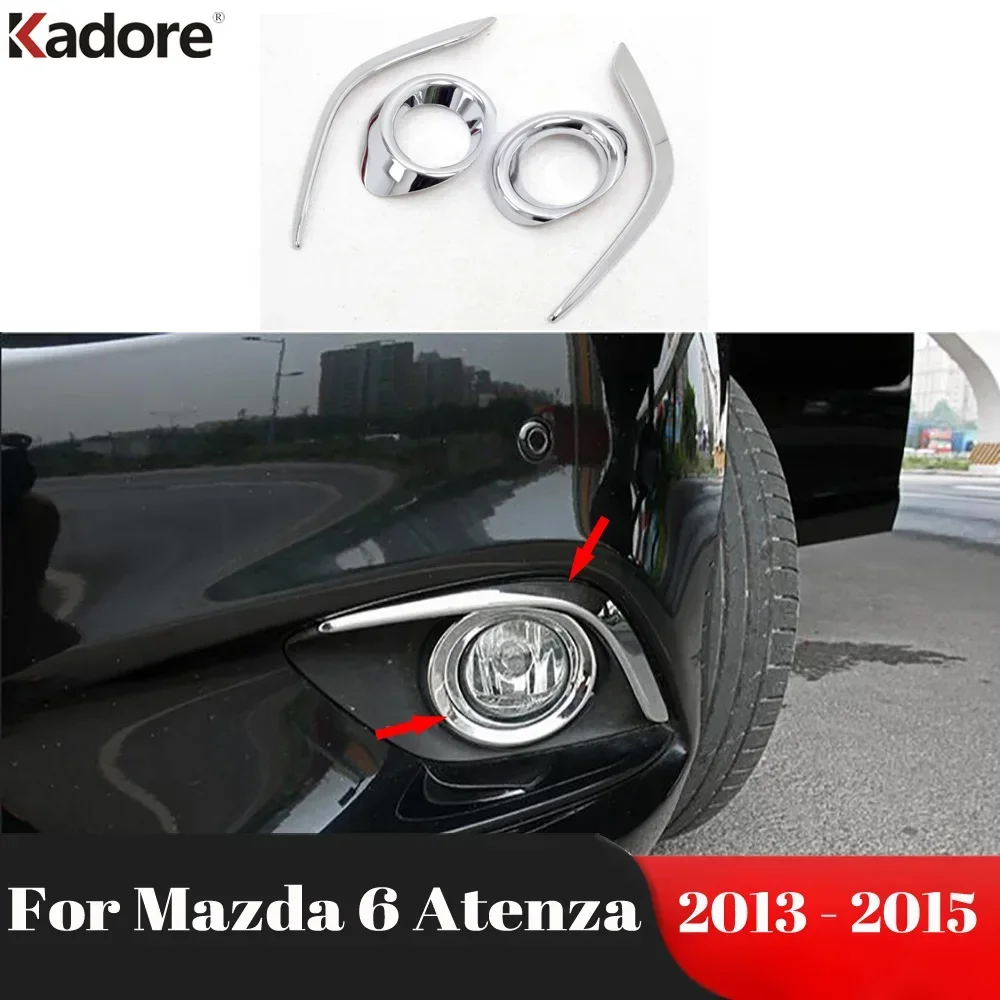 

For Mazda 6 Atenza Sedan 2013 2014 2015 Chrome Front Fog Light Lamp Cover Trim Foglight Eyebrow Eyelid Trims Car Accessories