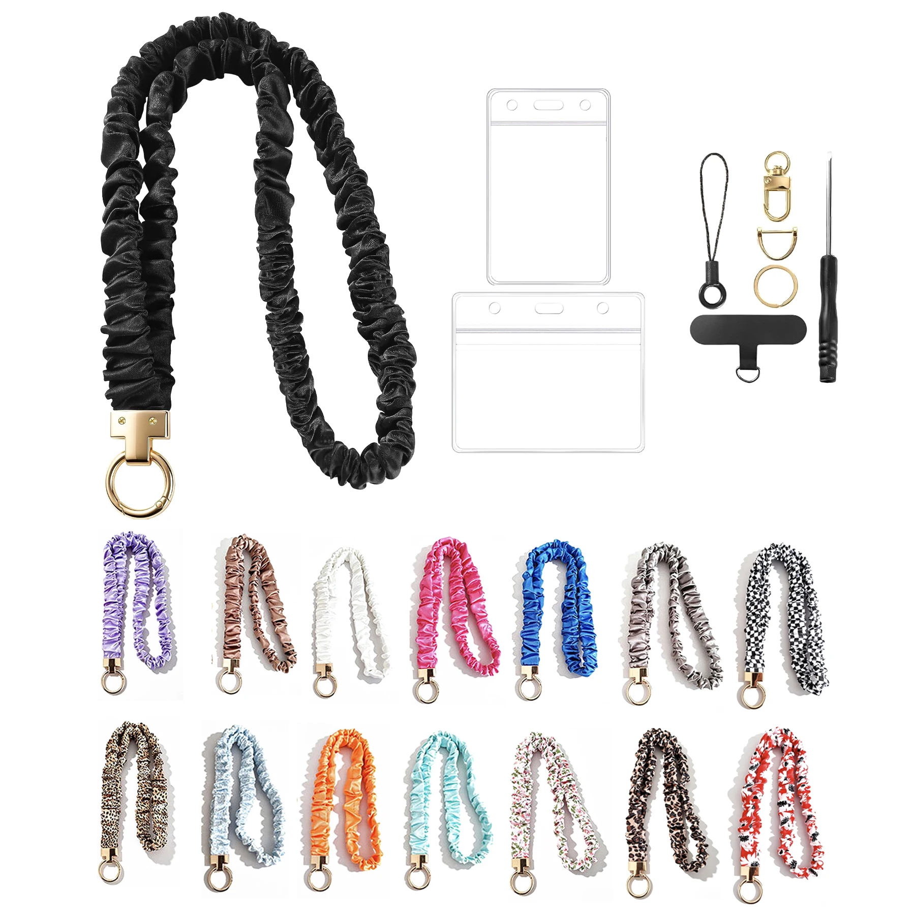 Scrunchie Lanyard for Id Badges - Elastic Cute Teacher Lanyard with Id Holder for Office Staff, Teacher Appreciation