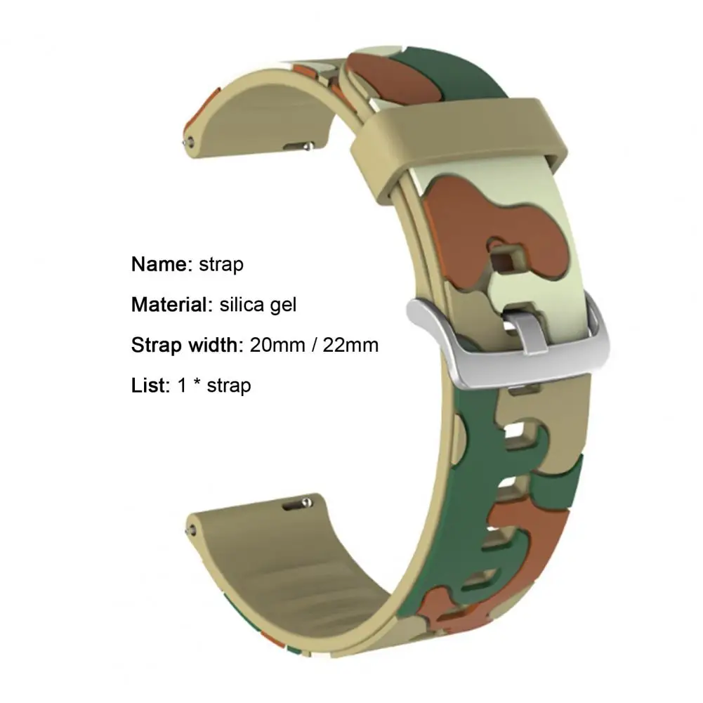 Watch Band Universal Soft Silicone 20mm/22mm Camouflage Wrist Strap Replacement Wristband Tool Smartwatch Accessories For Huawei