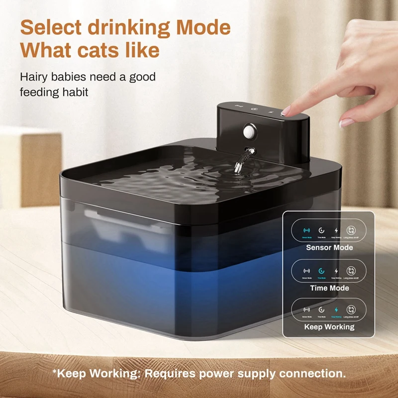 AS94 Pet Smart Induction Water Dispenser 2.2L Usb Charging Wireless Automatic Induction With Smart Ultra Quiet 3 Flow Mode