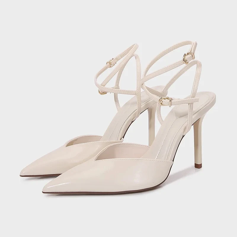 

Женские сандалии на высоком каблуке с пряжкой и ремешком, элегантные белые свадебные туфли на шпильке с острым носком, летняя вечерняя брендовая обувь для женщин