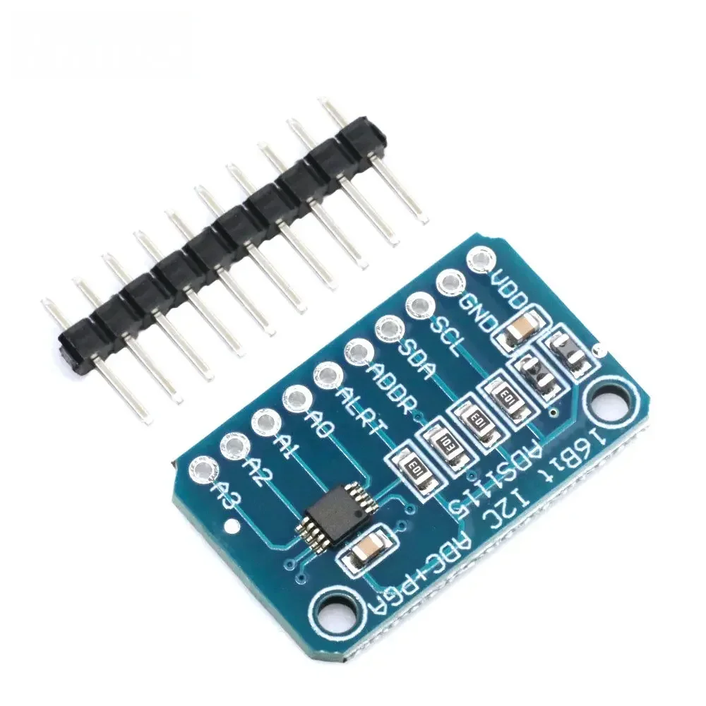 وحدة ADS1115 ADC 16 بت - لوحة تطوير مضخم الكسب القابلة للبرمجة ذات 4 قنوات (PGA) لـ Raspberry Pi & Precision Sensing