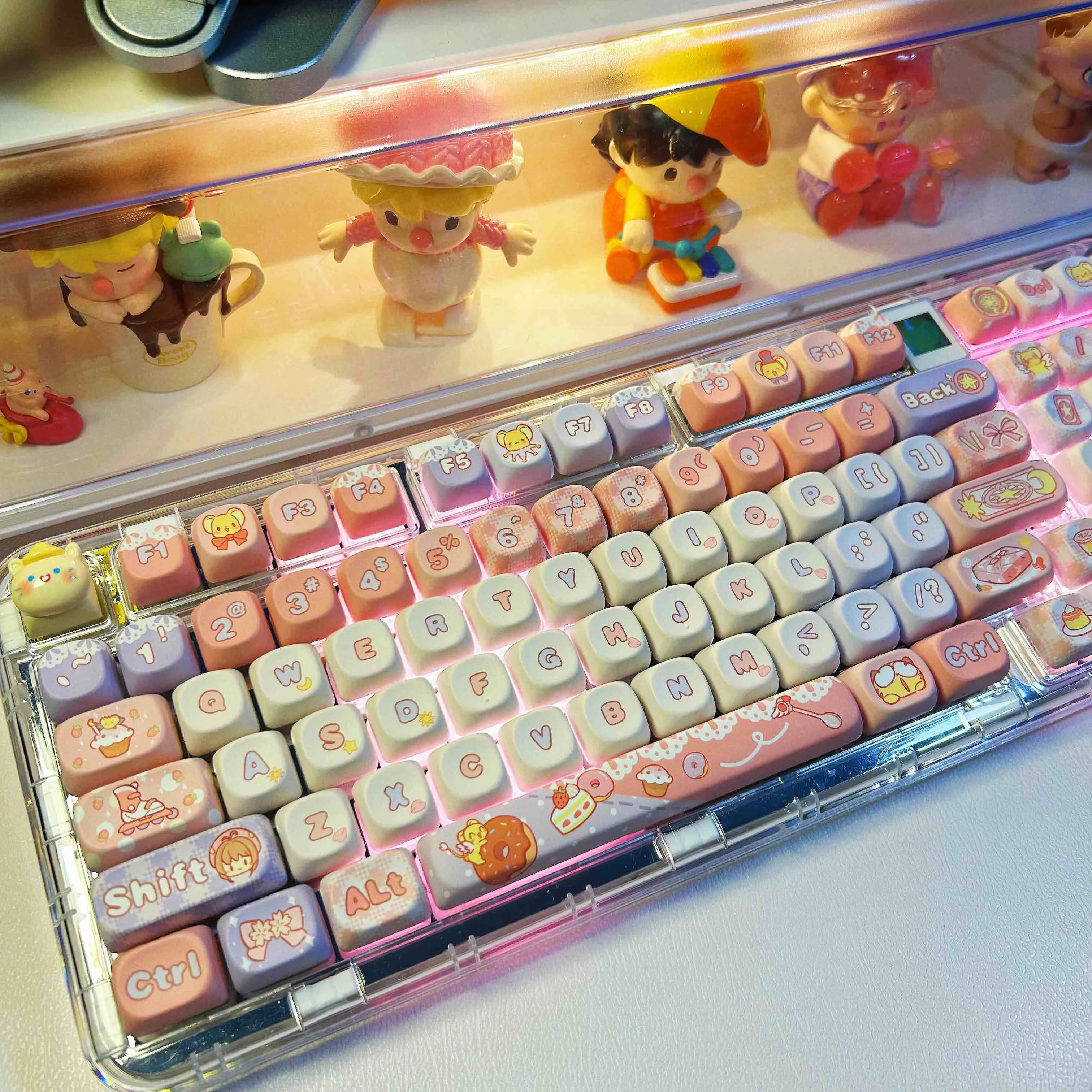 Imagem -04 - Cardcaptor Sakura Moa Cereja Perfil Keycaps Anime Bonito Tema dos Desenhos Animados 142 Teclas Tampa Chave Pbt Teclado Mecânico Personalizado