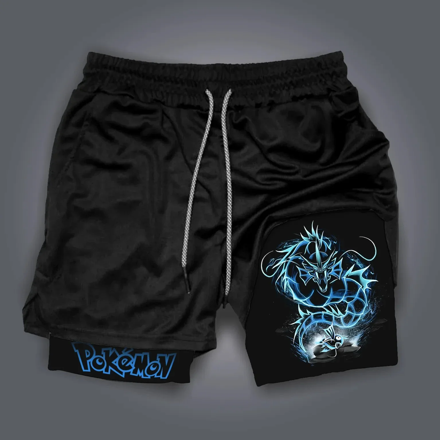Pokémon Anime Collaboration 2-in-1-Doppelschicht-Shorts, Unisex, Sommer, neues Fitnesstraining, atmungsaktive, schnell trocknende Sportshorts