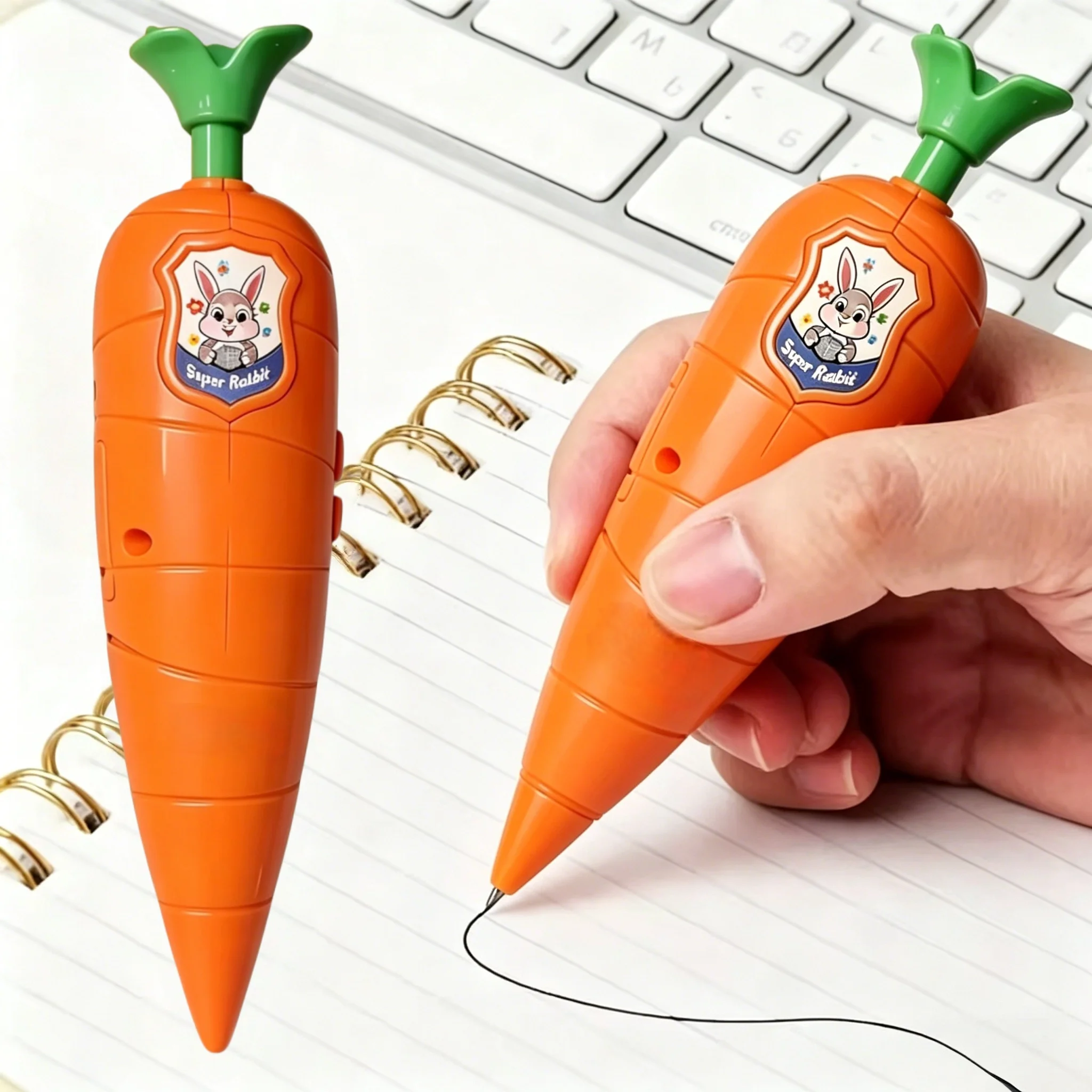 Cute Carrot Voice Recorder, Portable Click Retractable Ballpoint Pen for Students