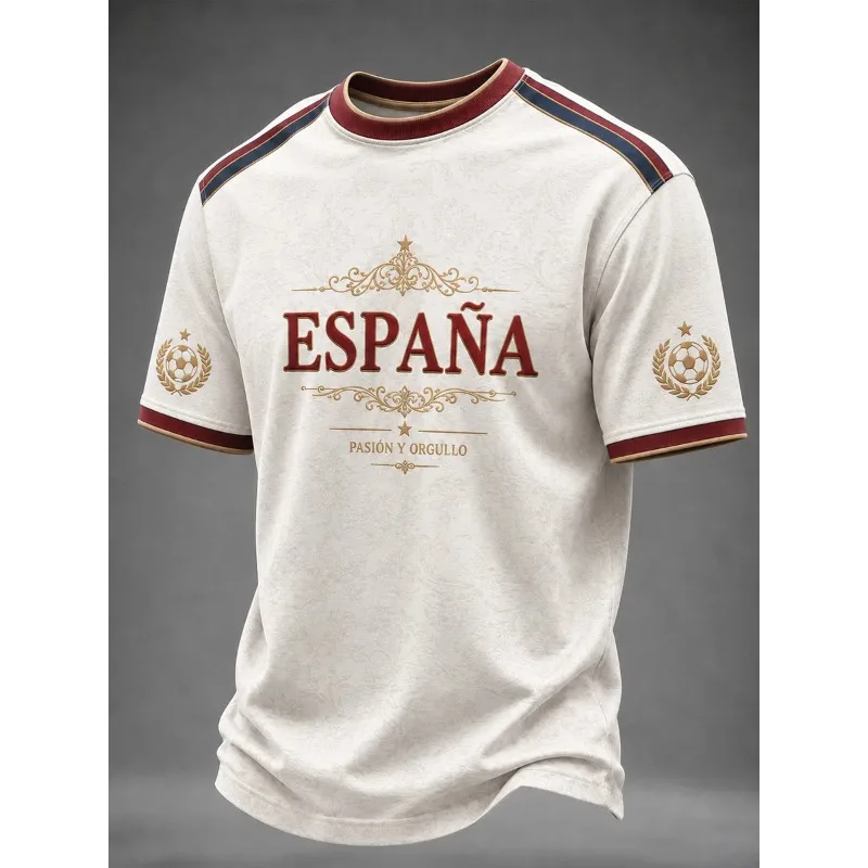 2026 3D Print Vintage Pattern Athletic Jersey Decorative Font & Wreath Emblem Short Men Women Regular Fit Sporty Casual Wear Top