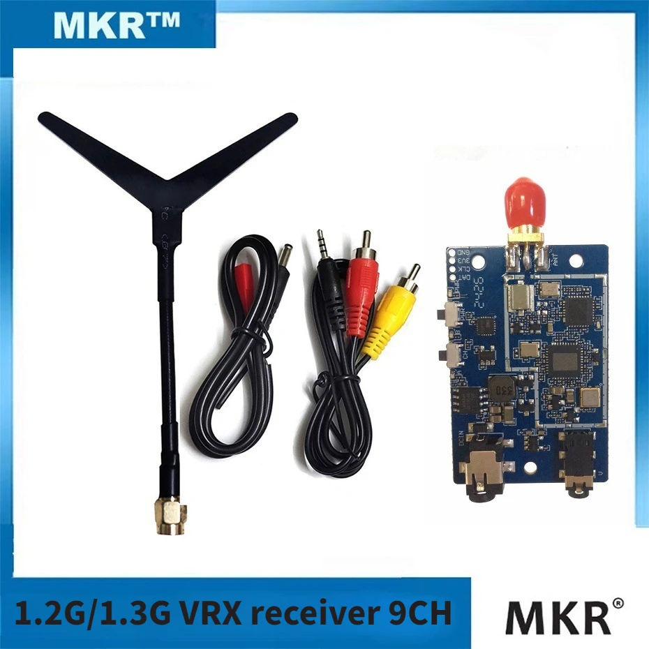 1.2G 9CH VRX Receiver With AV Interface Output 9CH Frequency Band DMKR Fpv Goggles Parts Video Reception Real Time Transmission