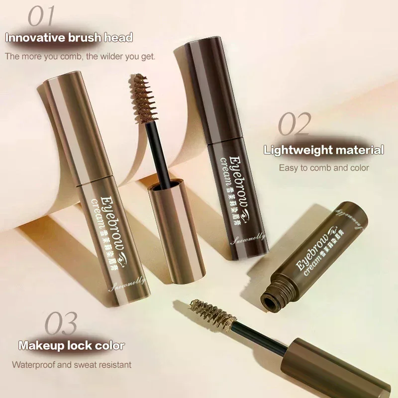 3 Colors Eyebrow Tint Waterproof Long Lasting Liquid Enhancer Dye Eyebrow Gel Cream Brown Natural Mascara Tint Makeup Cosmetics