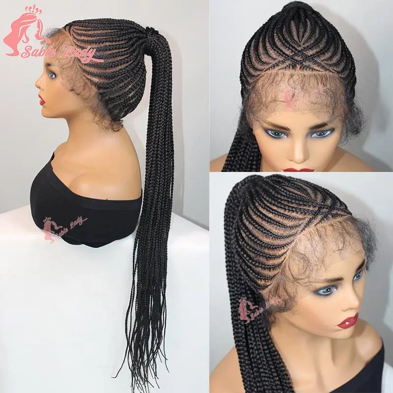 

30-дюймовые синтетические кружевные плетеные парики без узлов, плетеный парик для чернокожих женщин, полные кружевные косички, парики с детскими волосами