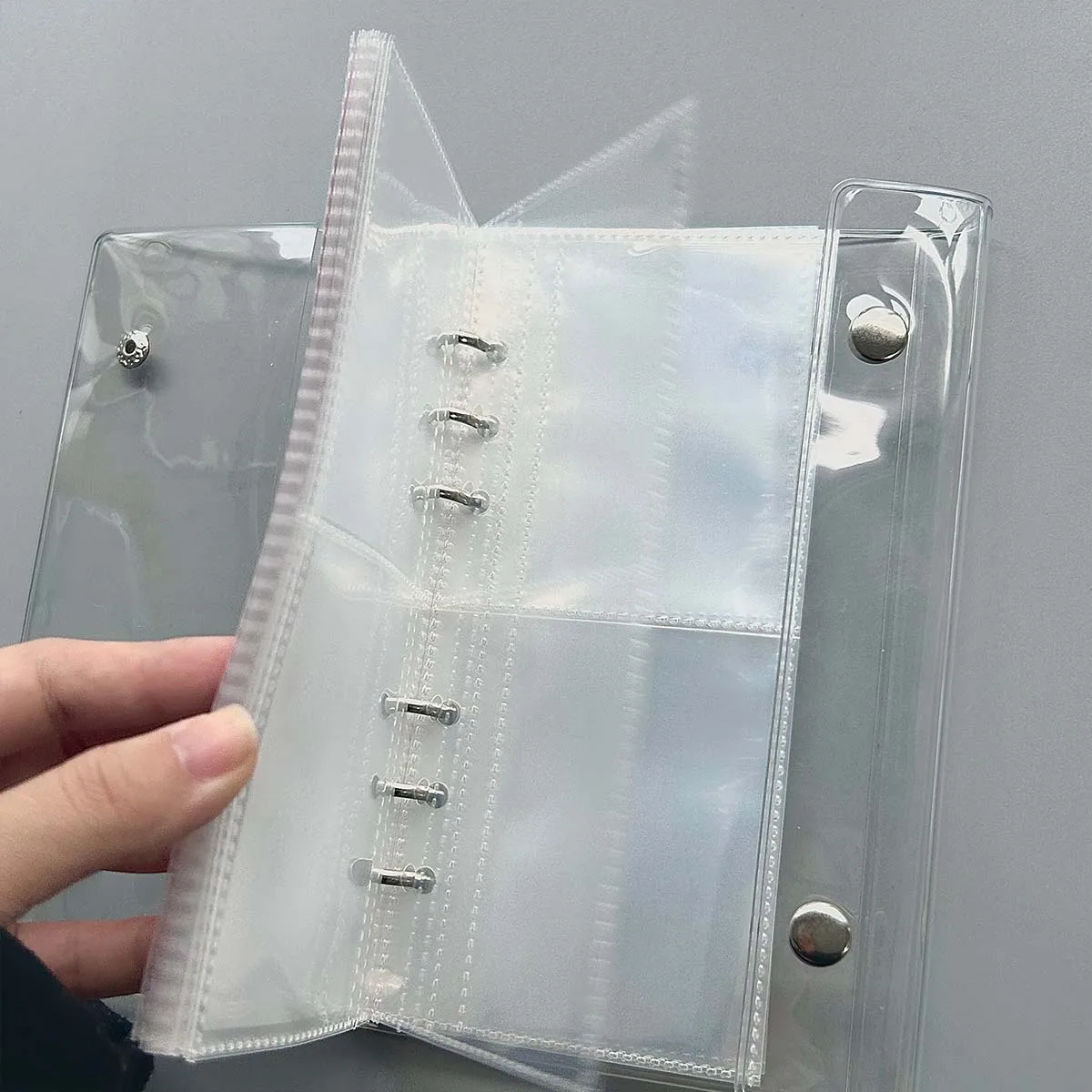 A6half Transparent PVC Loose-Leaf Notebook Cover Folder 6 Ring Binder Journal Planner School Stationery Scrapbooking