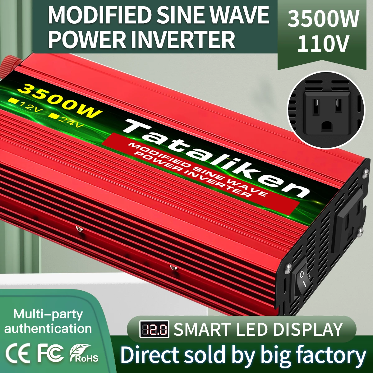 

110V 60HZ Modified Sine Wave Inverter transformer High Power Voltage DC12V 2000W 2600W 3000W Converter with LED Display