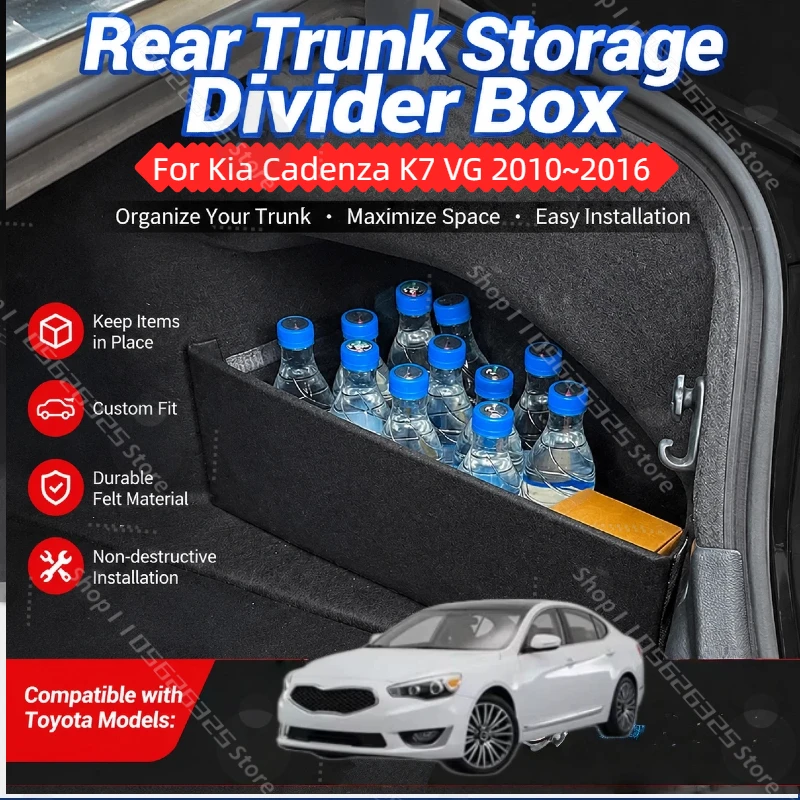 Car Trunk Storage Partition BoxFor Kia Cadenza K7 VG 2010~2016 2013 2014 2015 Boot Org Boot Storage Box Accessories