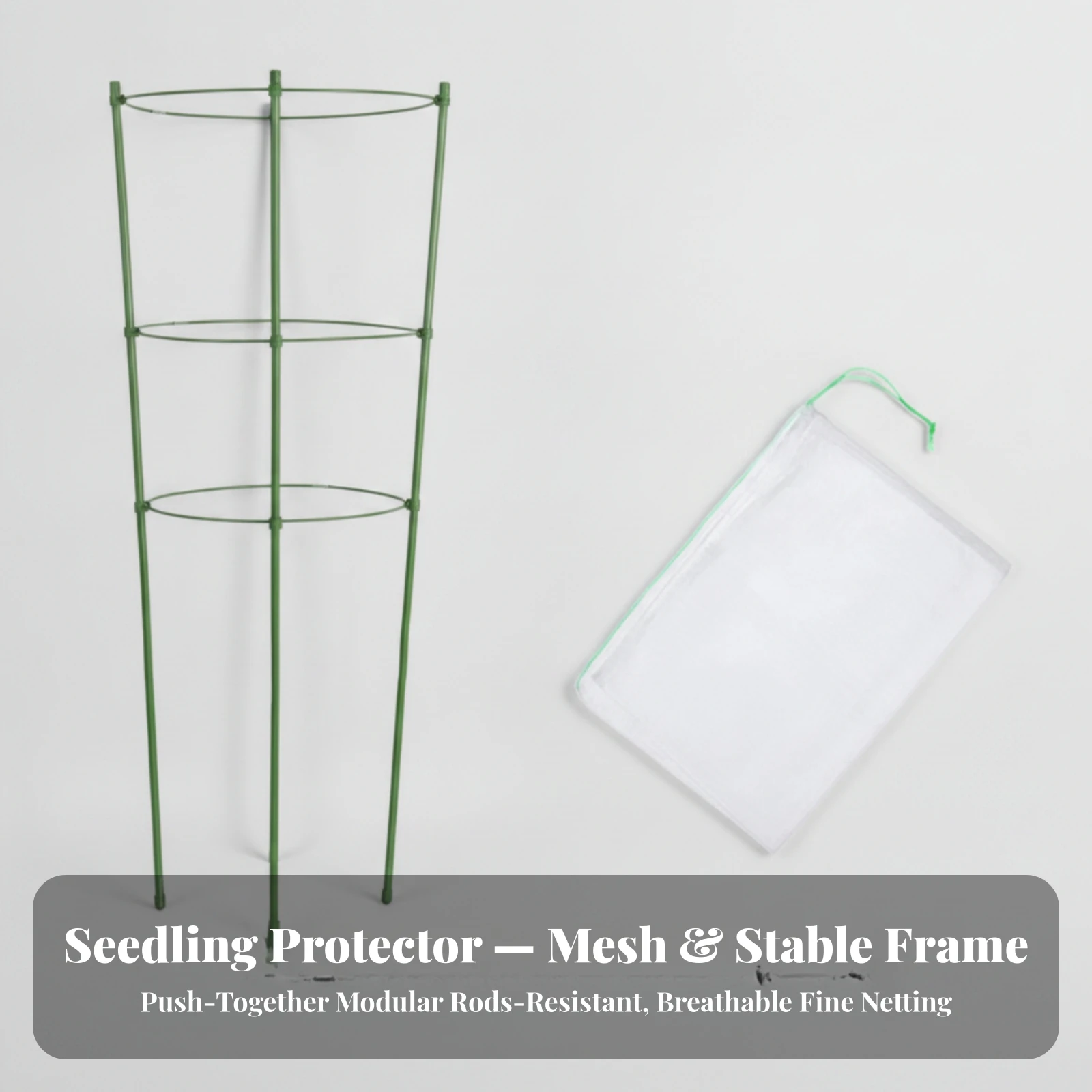 2 Pieces Mesh Plant Cover with Support Frame Lightweight Plant Cage with Mesh Bag Garden Accessory Easy to Install for Gardeners