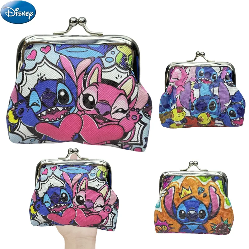 Disney Stitch Cartoon Anime Girls Coin Purse  Lilo & Stitch Cute Print Mini Wallet Girls Storage Bag Clutch Bag kids Xmas Gifts