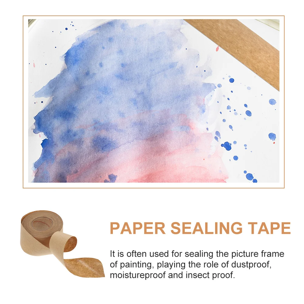 2 Rolls Water Activated Kraft Paper Tape Strong Adhesion For Photo Frames Diy Sealing Packaging Multi-Function