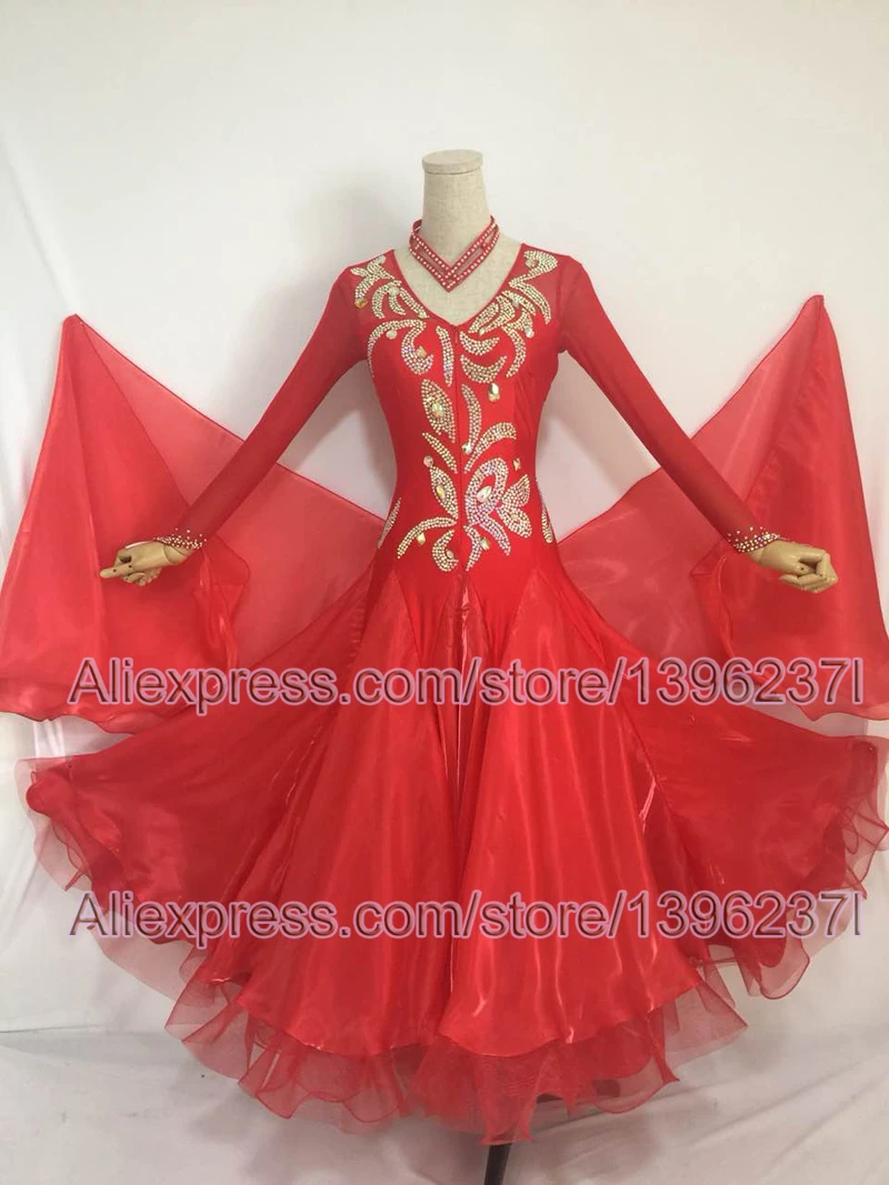 Standard Ballroom Dresses Women 2024 New Style Red Waltz Dancing Skirt Adult High Quality Ballroom Competition Dancing Dress