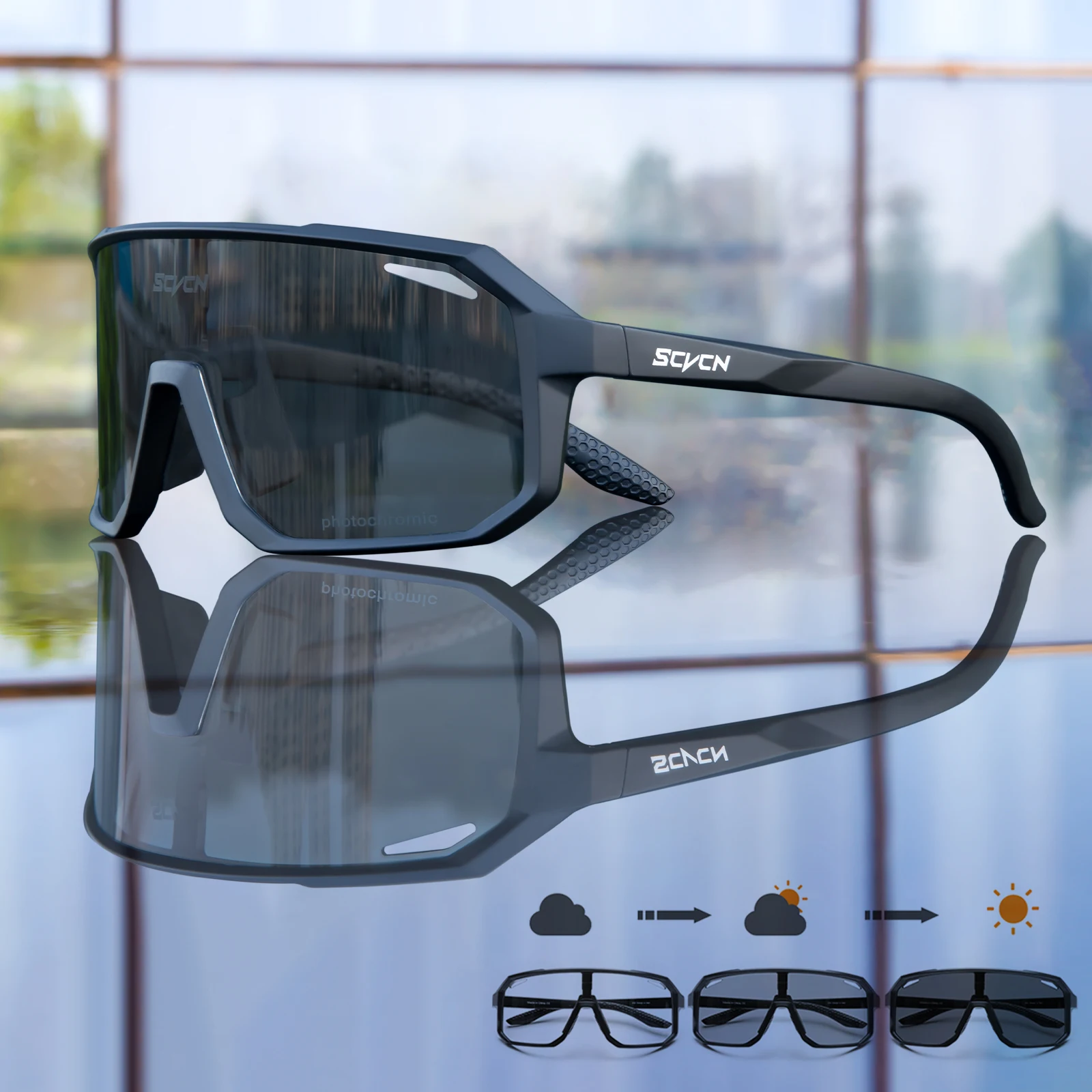 SCVCN UV400 Photochrome Wander- und Radsportbrillen Stilvolle Outdoor-Sportbrillen zum Laufen und Klettern Fahrbrillen