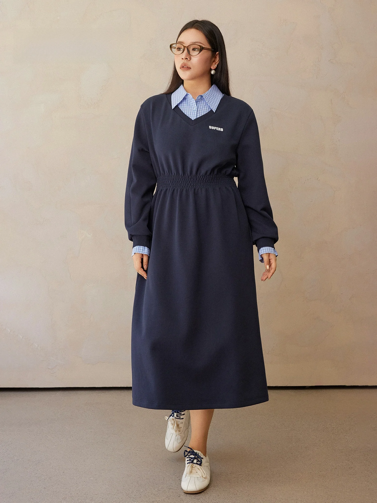 

Plusmall High Achiever Ivy League вязаная лоскутная макси Dr женская винтажная длинная юбка больших размеров в консервативном стиле