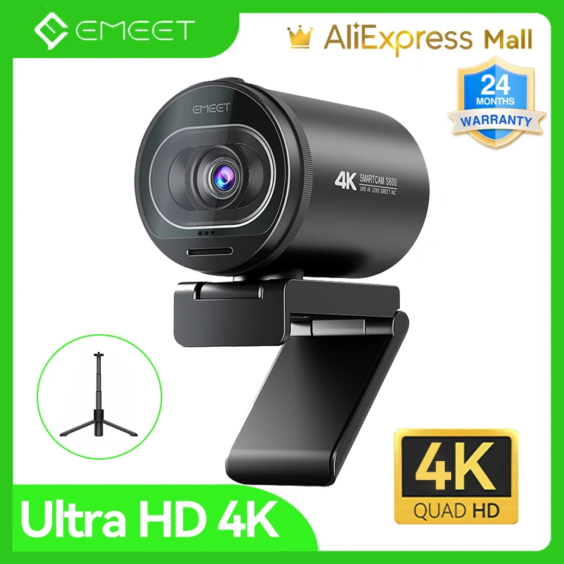 Webcam 4K Streaming Web Camera 1080P 60FPS EMEET S600 Autofocus Living Stream Camera With Mics&Privacy Cover for Tiktok/YouTube