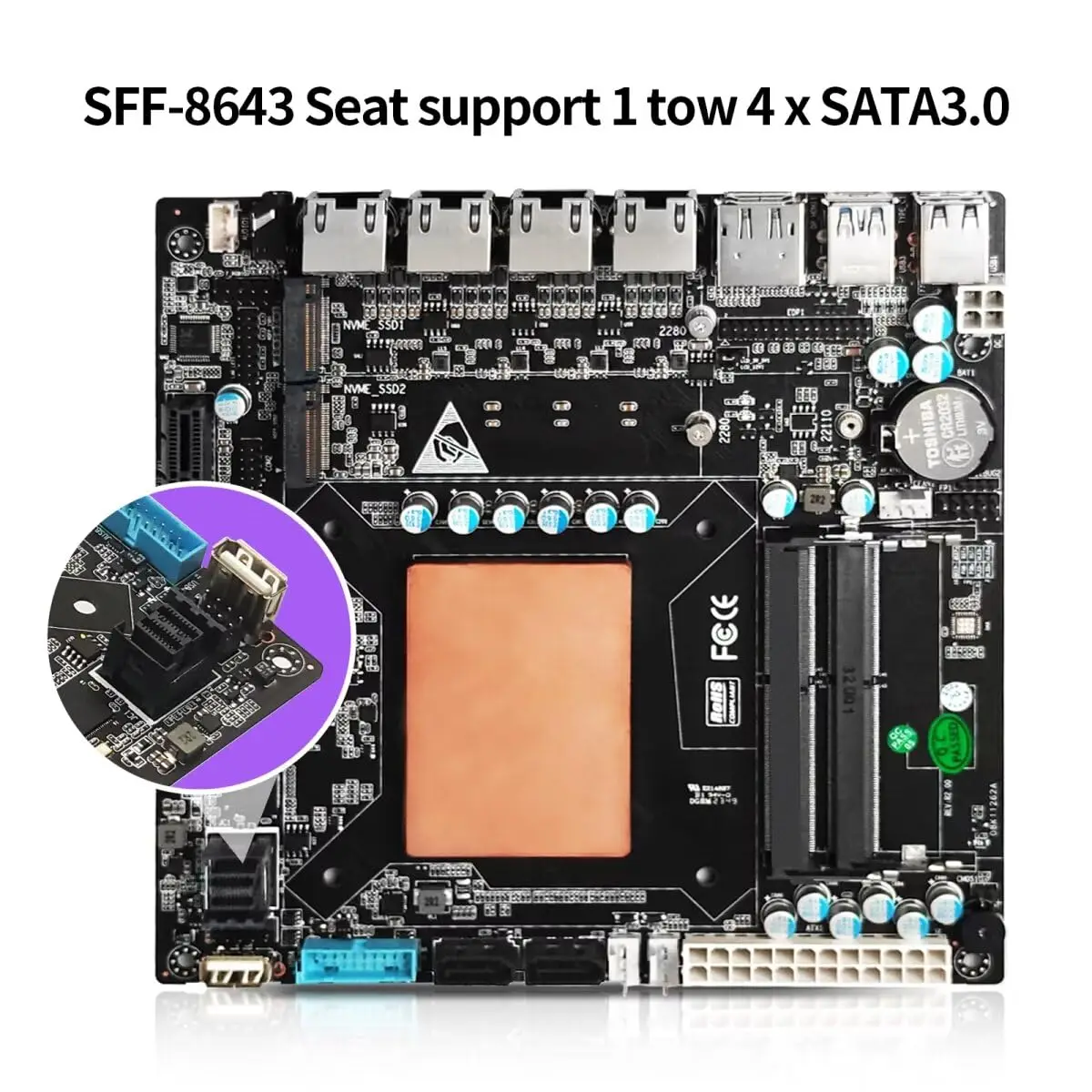 Материнская плата MNBOXCONET NAS Core i3 1115G4, UHD Graphics, Mini-ITX NAS Board, Barebone NO RAM NO SSD 4x i226V 2.5GbE LAN, 6xSATA3.0