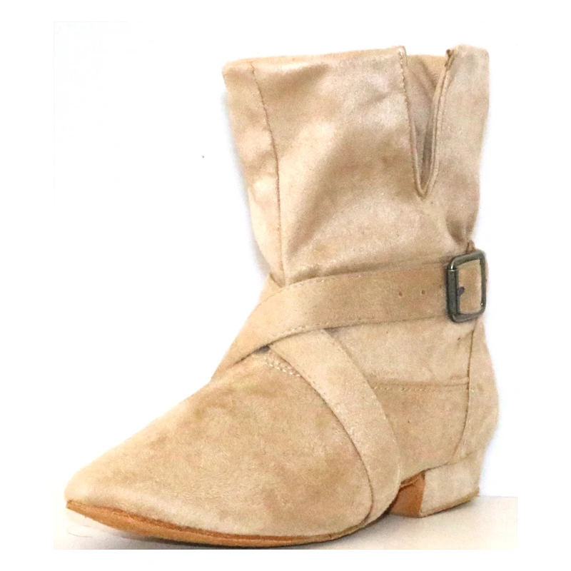 LOOGTSHON-Botas de baile de campo para mujer, botines cortos de baile de línea con cordones, Salsa, baile latino