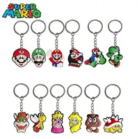 12pcs Super Marios Bros Keychain Silicone Funny Keyring Bag Pendant Couple Car Keyholder Creative Bag Charm Accessories Gift Toy