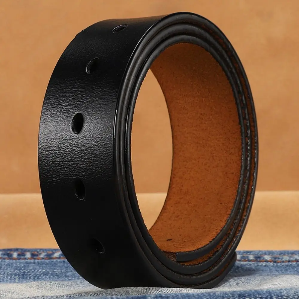 Durable Craft DIY Replacement Genuine Leather Belt 3.3/3.8cm with Hole No Buckle Girdle Classic Waistband