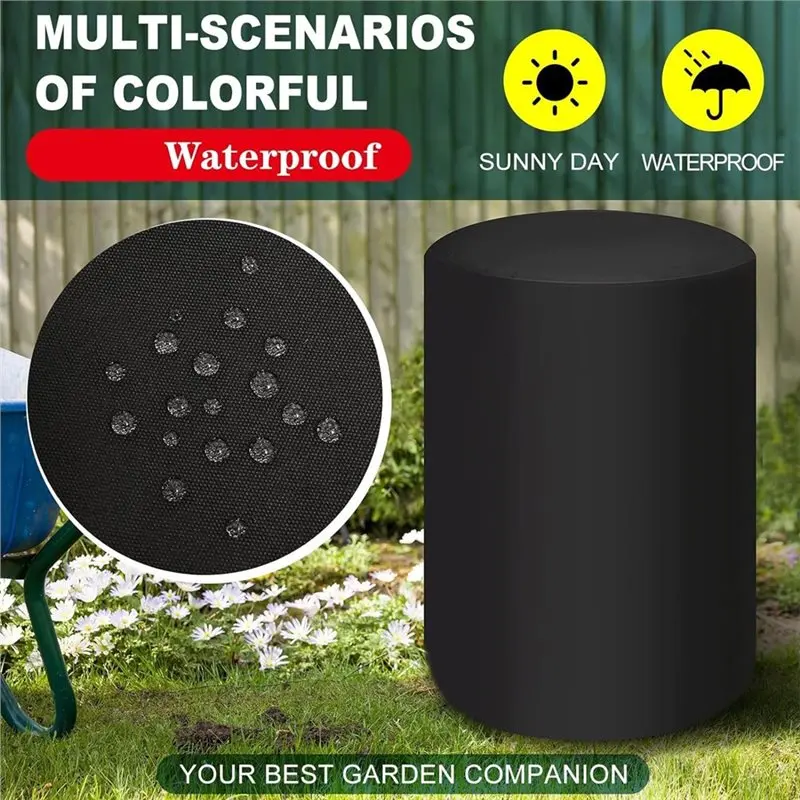 A25F-Waterproof Oxford Cloth 420D- Rain Tank Cover 55 Gallon With UV Protection And Drawstring Design
