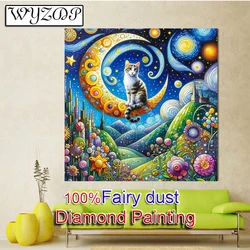 Cat 5D Diy 100% Fairy Dust Diamond Painting Landscape Full Square Diamond Embroidery Cross Stitch AB Diamond Art Crystal Docer