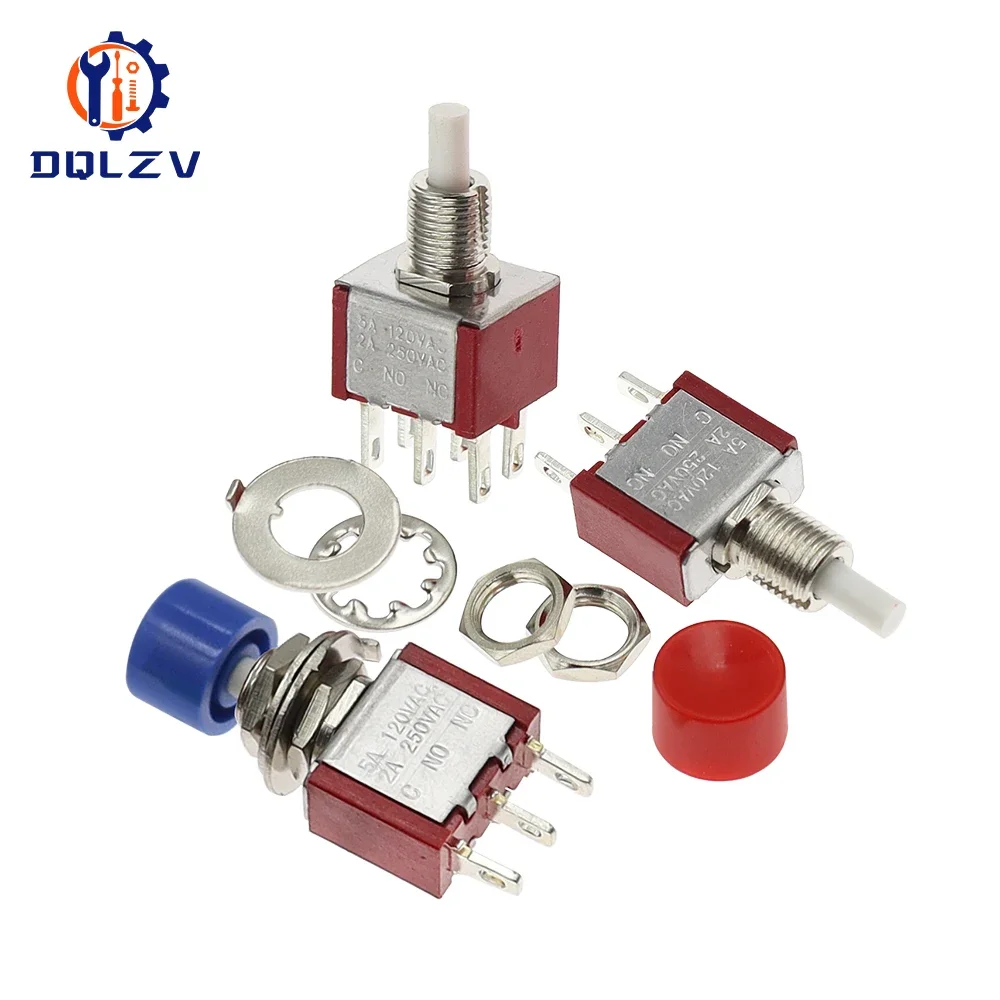 High Quality 6mm 3/6Pin 2 Position Mini Momentary Automatic return Push Button Switchl ON OFF 5A125V/2A250V Toggle Switch